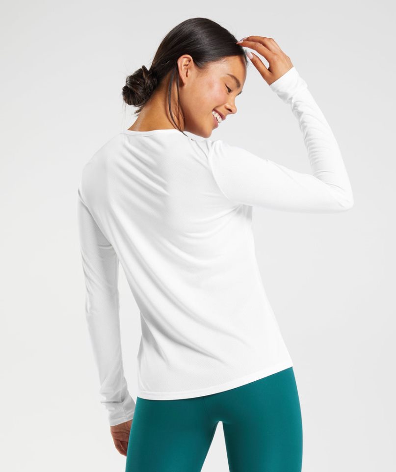 Women's Gymshark Training Long Sleeve Top T-Shirts White | NZ 6LZWGN